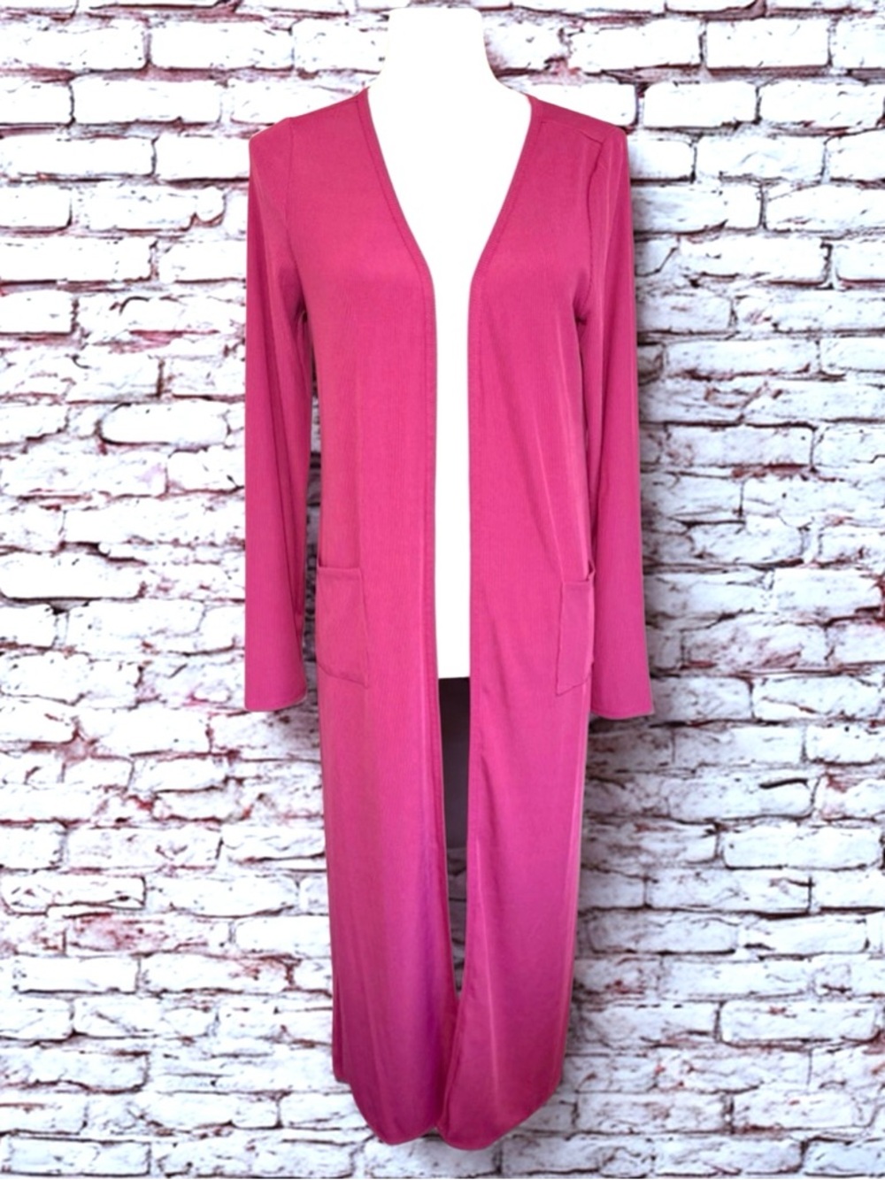 NWOT Kate & Mallory Fuchsia Pink Open-Front Long Cardigan Women Small